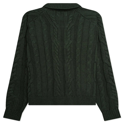 Cable Zip Henley Green