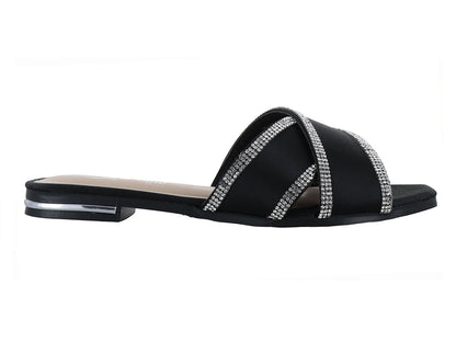 Sandalias MELIANA Negras con Brillos para Mujer