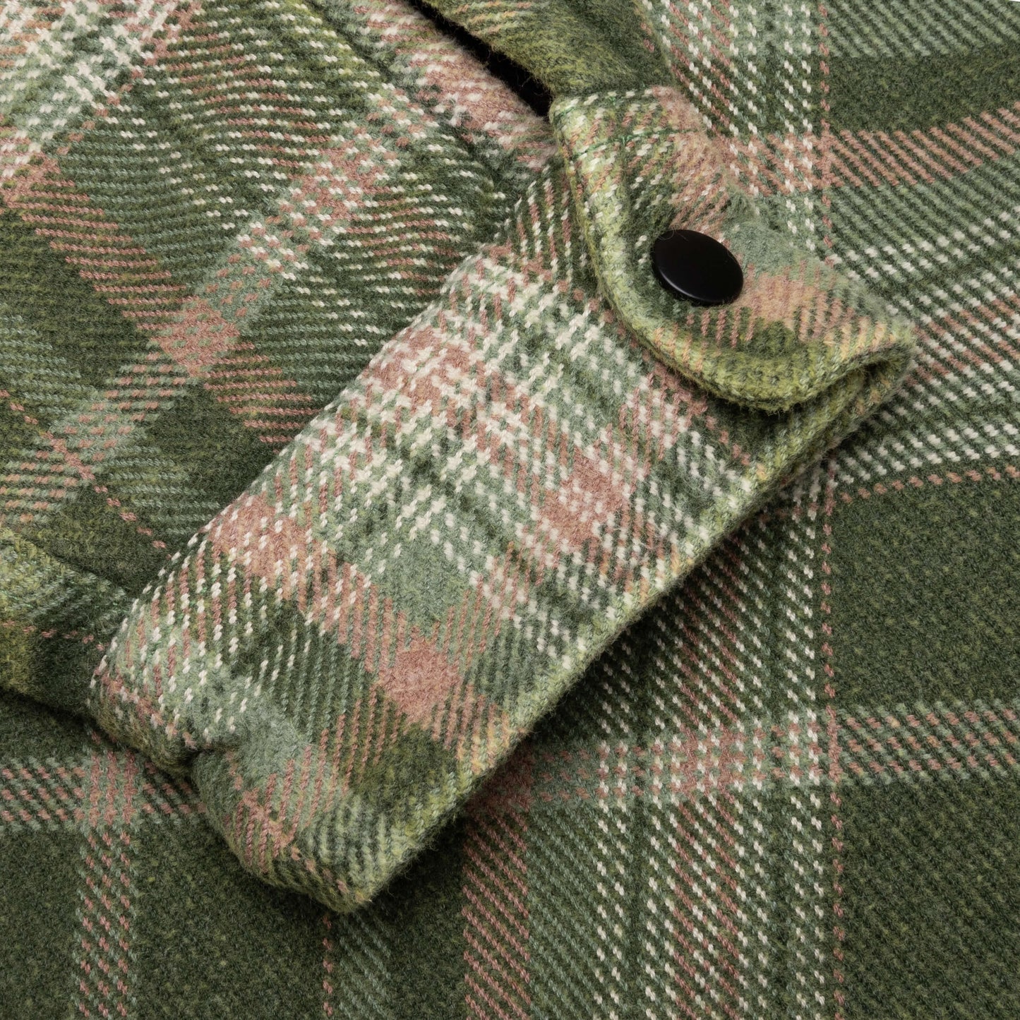 Heavy Washed Plaid Shirt Green