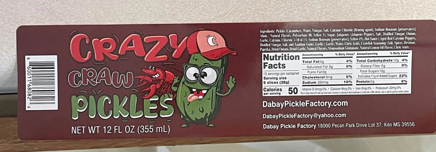 Homemade Cajun Crawfish Spicy Pickles 12 FL OZ, Multi-Purpose Savory Pickle Snack