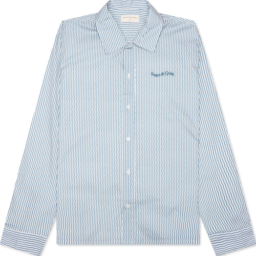 Wordmark Poplin Button Up Baby Blue