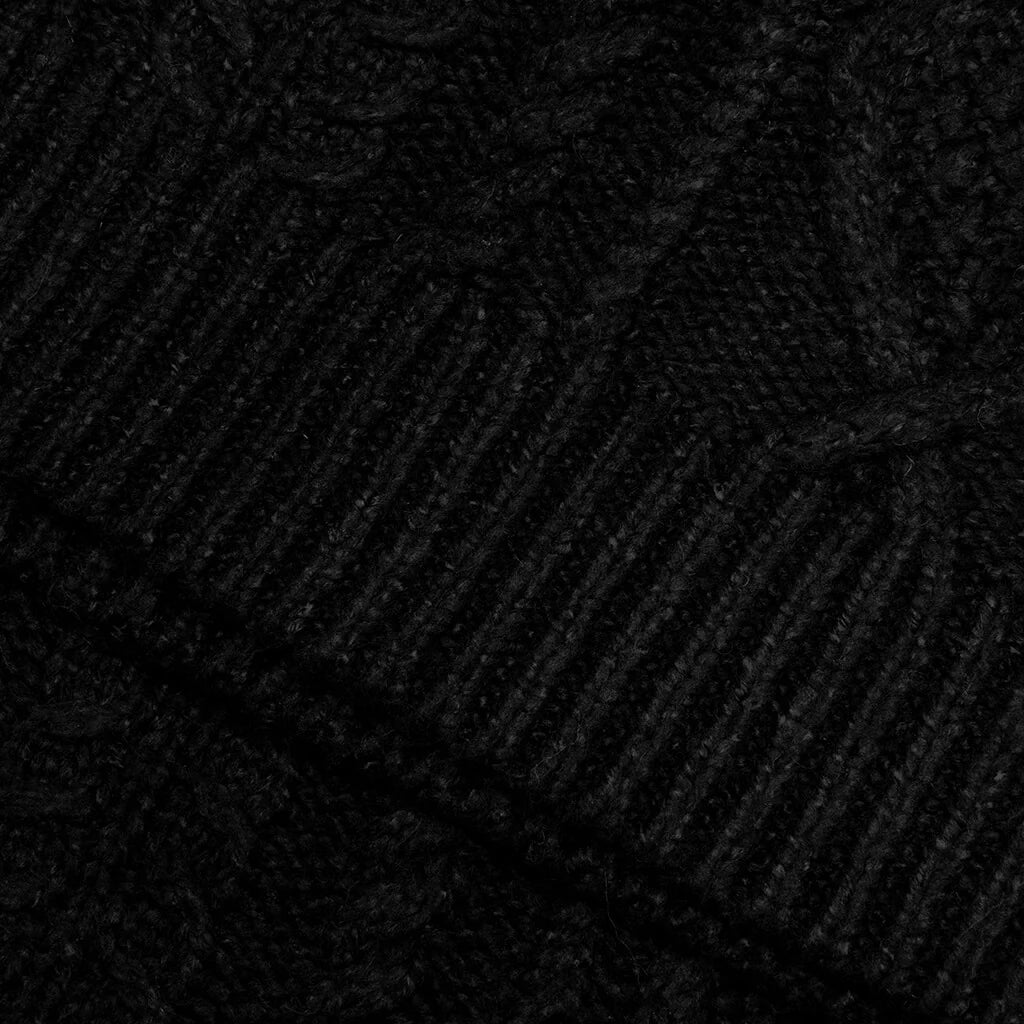 Cable Knit Hoodie Jet Black
