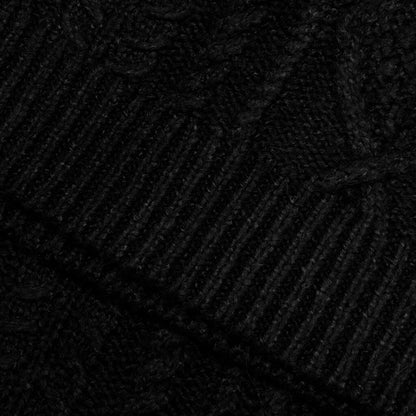 Cable Knit Hoodie Jet Black