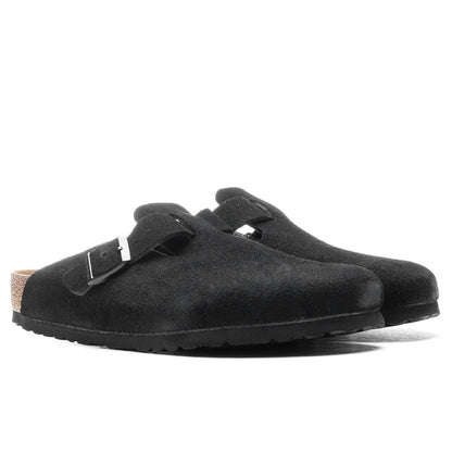 Wide Boston Soft Footbed Suede Black