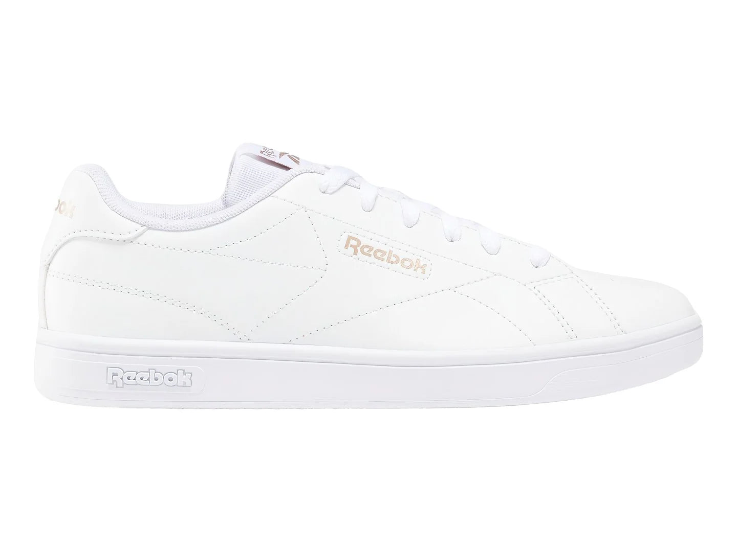 Tenis Reebok Court Clean Blanco y Oro Rosa para Mujer