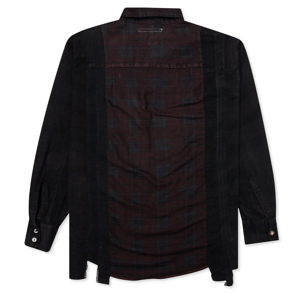 Flannel Shirt 7 Cuts Shirt Over Dye Black