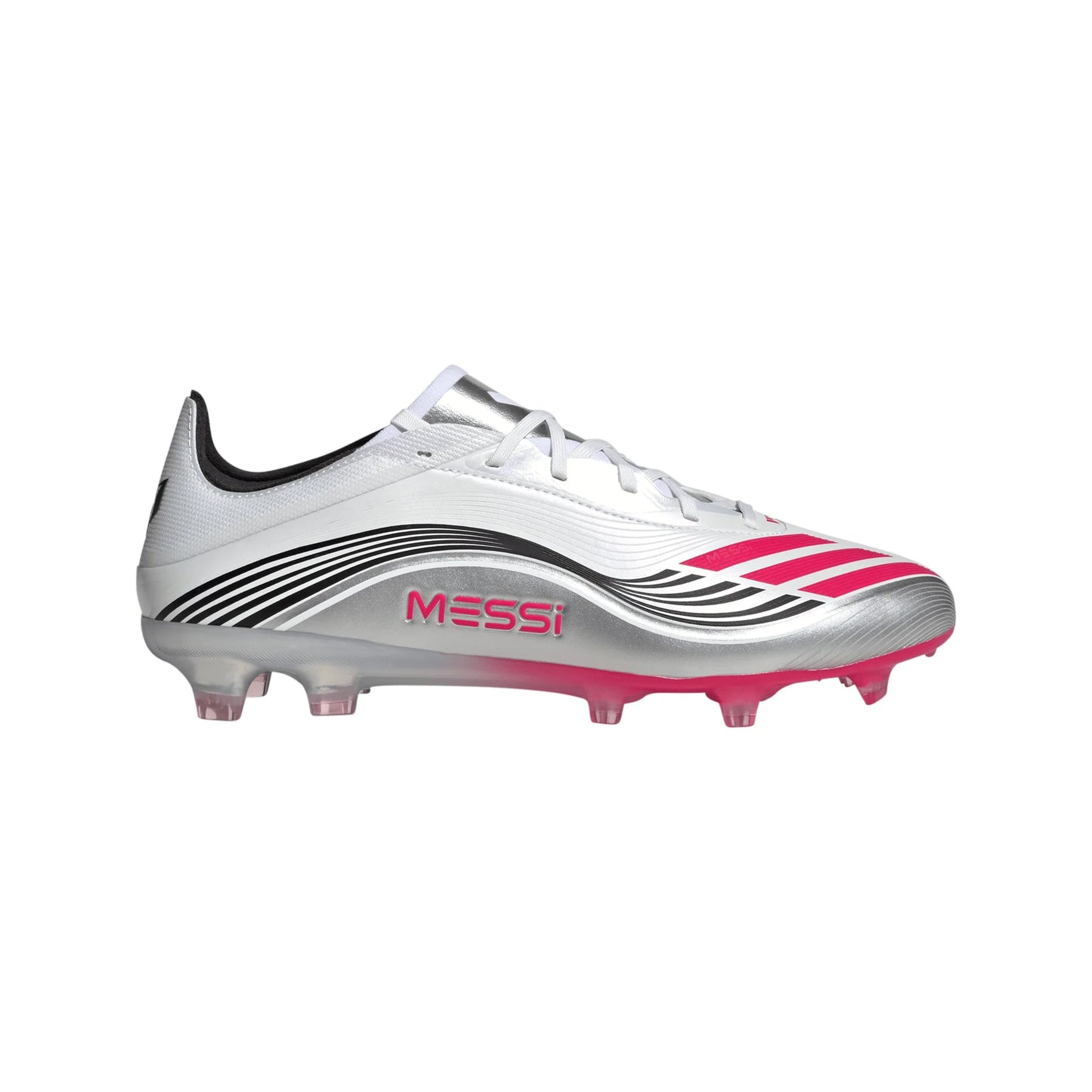 adidas F50 Messi Pro Firm Ground Soccer Cleats White Red Silver