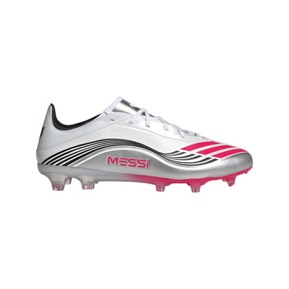 adidas F50 Messi Pro Firm Ground Soccer Cleats White Red Silver