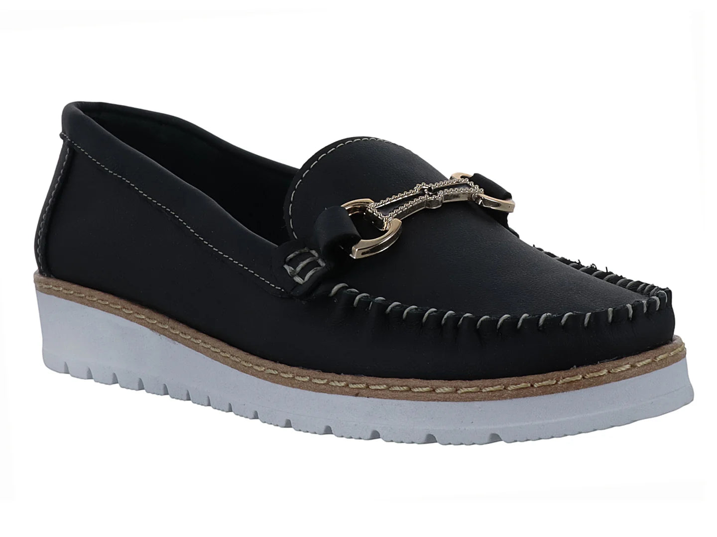 Zapatos Mocasines Luna Rosa Negro para Mujer
