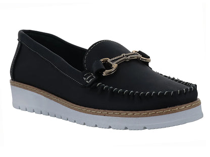 Zapatos Mocasines Luna Rosa Negro para Mujer