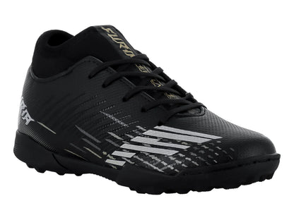 Tenis de Fútbol Furia 1515 Negro Plata Oro para Niño