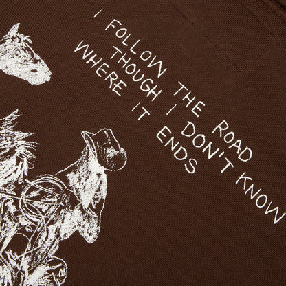 Follow The Road Pullover Hoodie Dark Brown