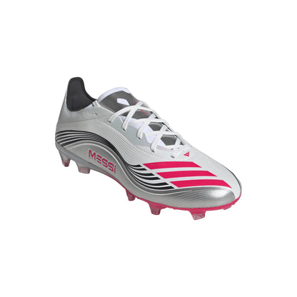 adidas F50 Messi Pro Firm Ground Soccer Cleats White Red Silver