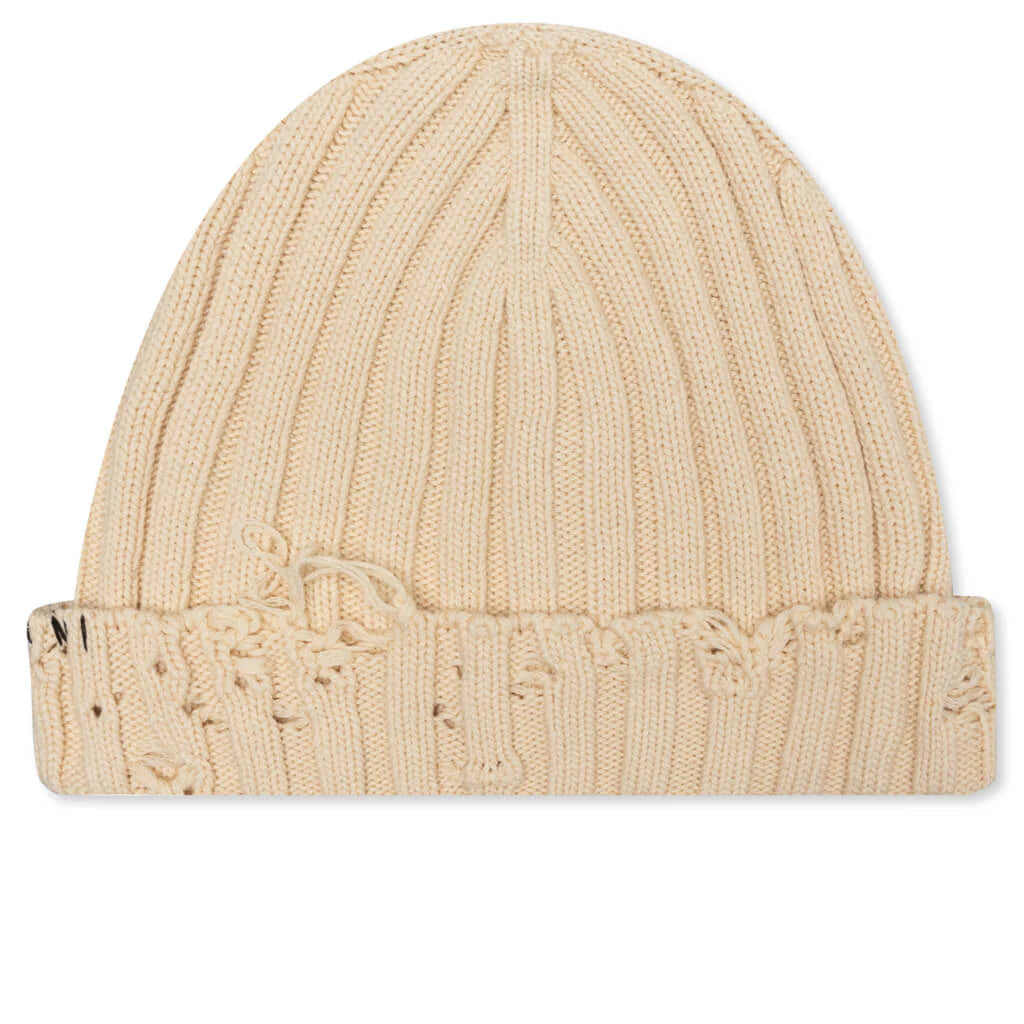 Knit Cottin Beanie Stone White