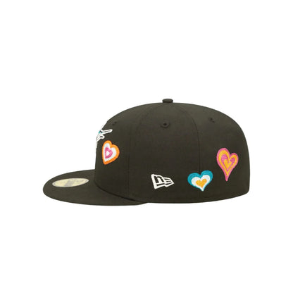 New Era 59Fifty Florida Marlins Chain Stitch Heart - "Black"