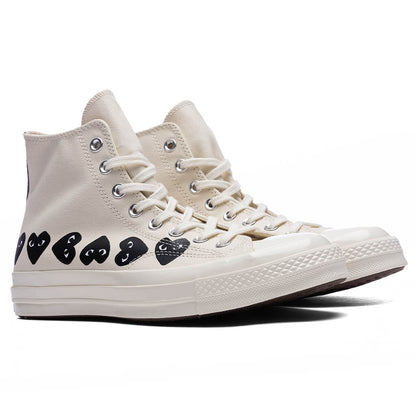 Converse x Comme Des Garcons PLAY All Star Chuck 70 Hi Multi Heart Milk Black