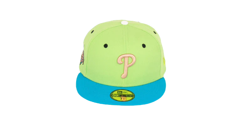 New Era 59Fifty Philadelphia Phillies 2008 World Series "Stone Age Pack" Fitted Hat - Lime Green