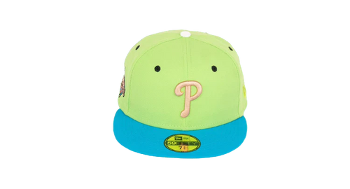 New Era 59Fifty Philadelphia Phillies 2008 World Series "Stone Age Pack" Fitted Hat - Lime Green