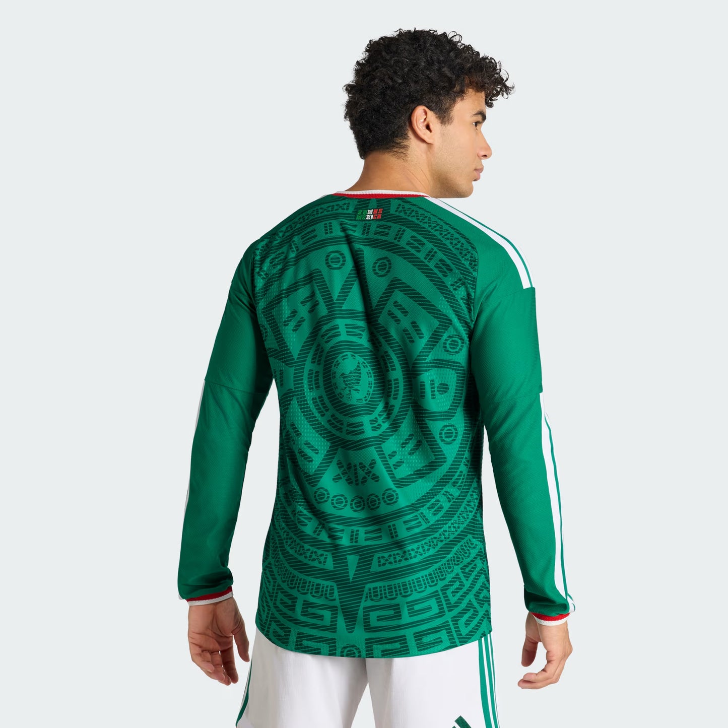 adidas Mexico Home Authentic Long Sleeve Soccer Mens Jersey 26 Green