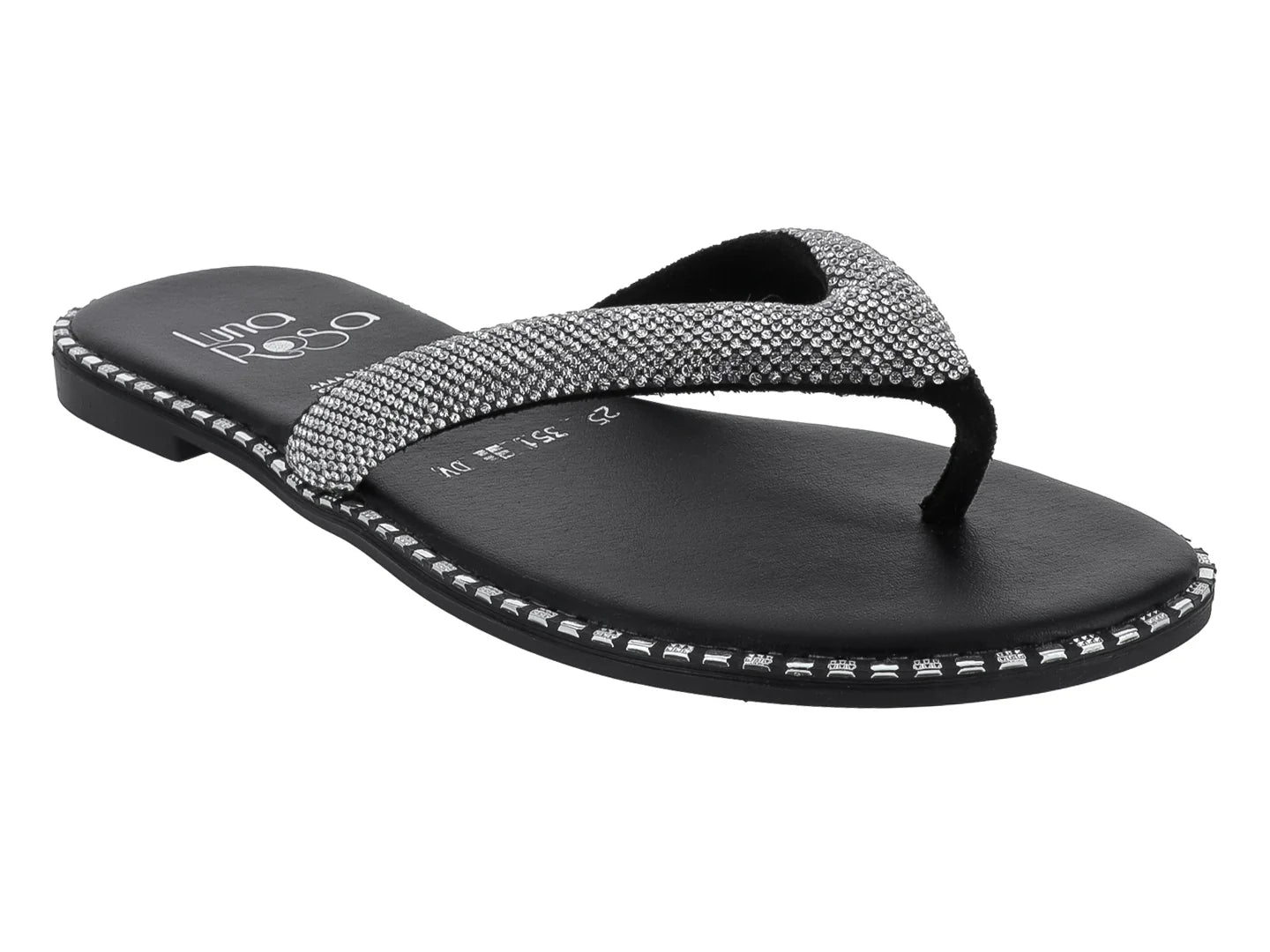 Sandalias Luna Rosa Tira Ancha Negro para Mujer