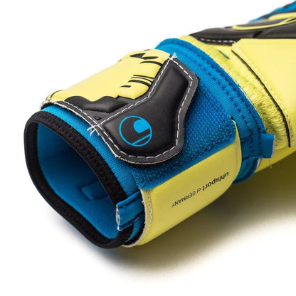 Uhlsport Eliminator Absolutgrip FS Goalkeeper Gloves Yellow Black Blue
