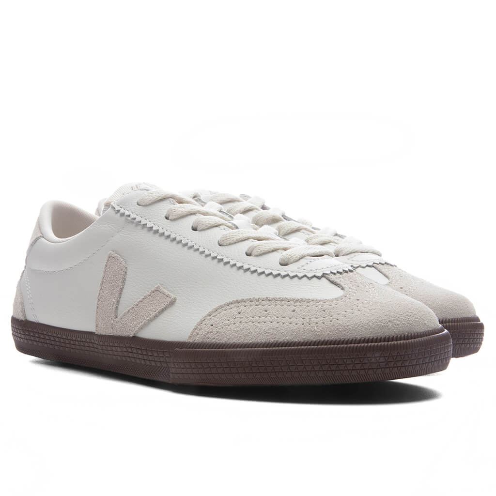 Womens Volley Leather White Natural Bark