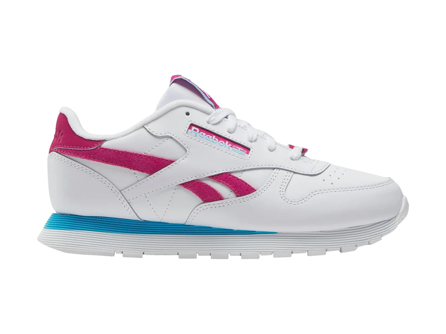 Tenis Reebok Classic Leather Blanco Rosa y Azul para Niña