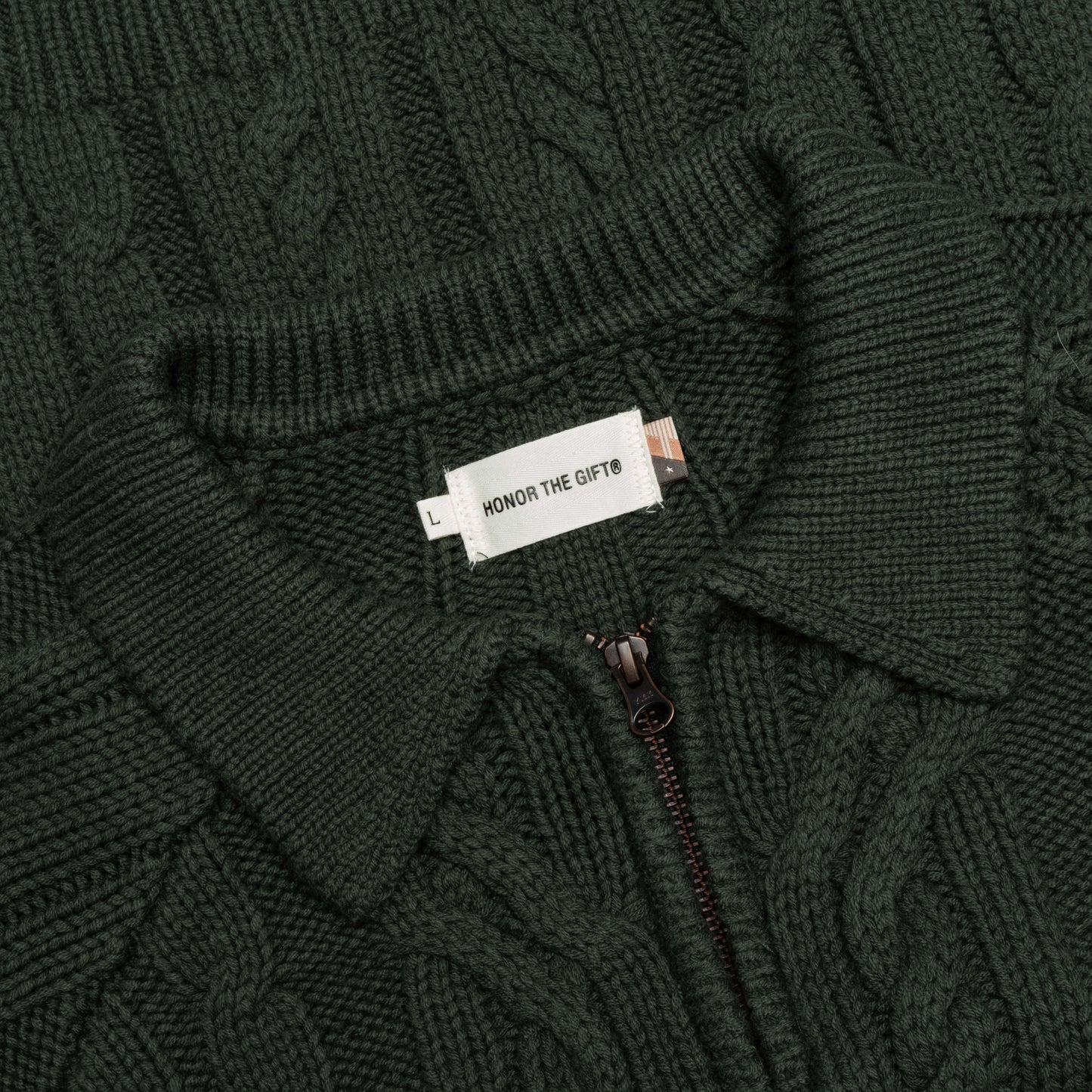Cable Zip Henley Green
