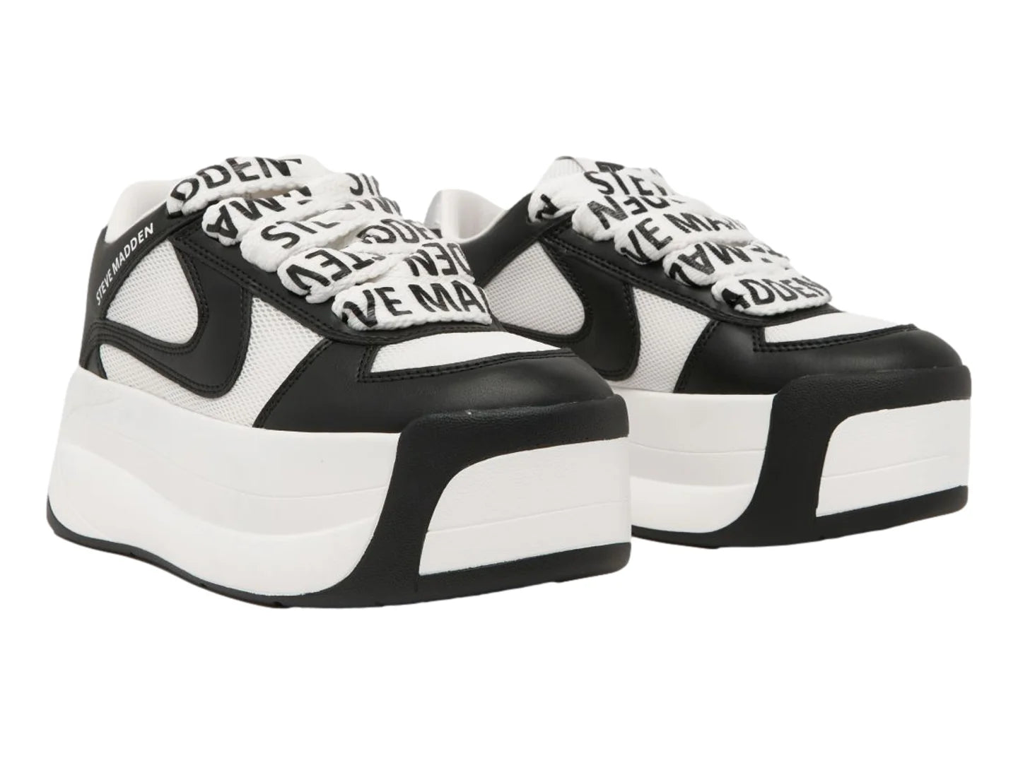 Tenis Steve Madden Charge Up Blanco y Negro para Mujer