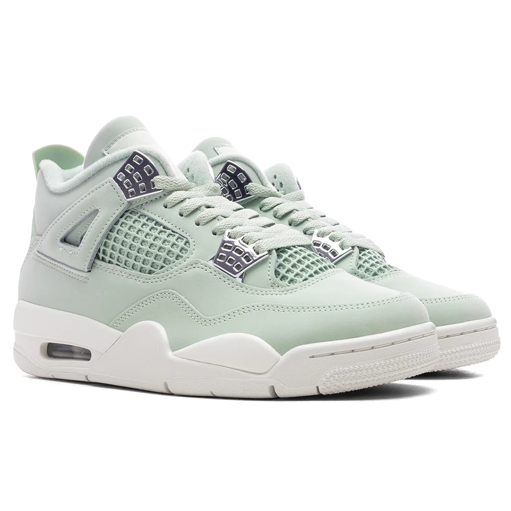 Womens Air Jordan 4 Retro Abundance Seafoam Sail Metallic Silver