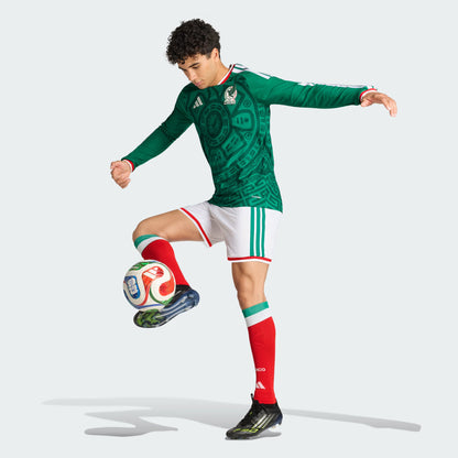 adidas Mexico Home Authentic Long Sleeve Soccer Mens Jersey 26 Green