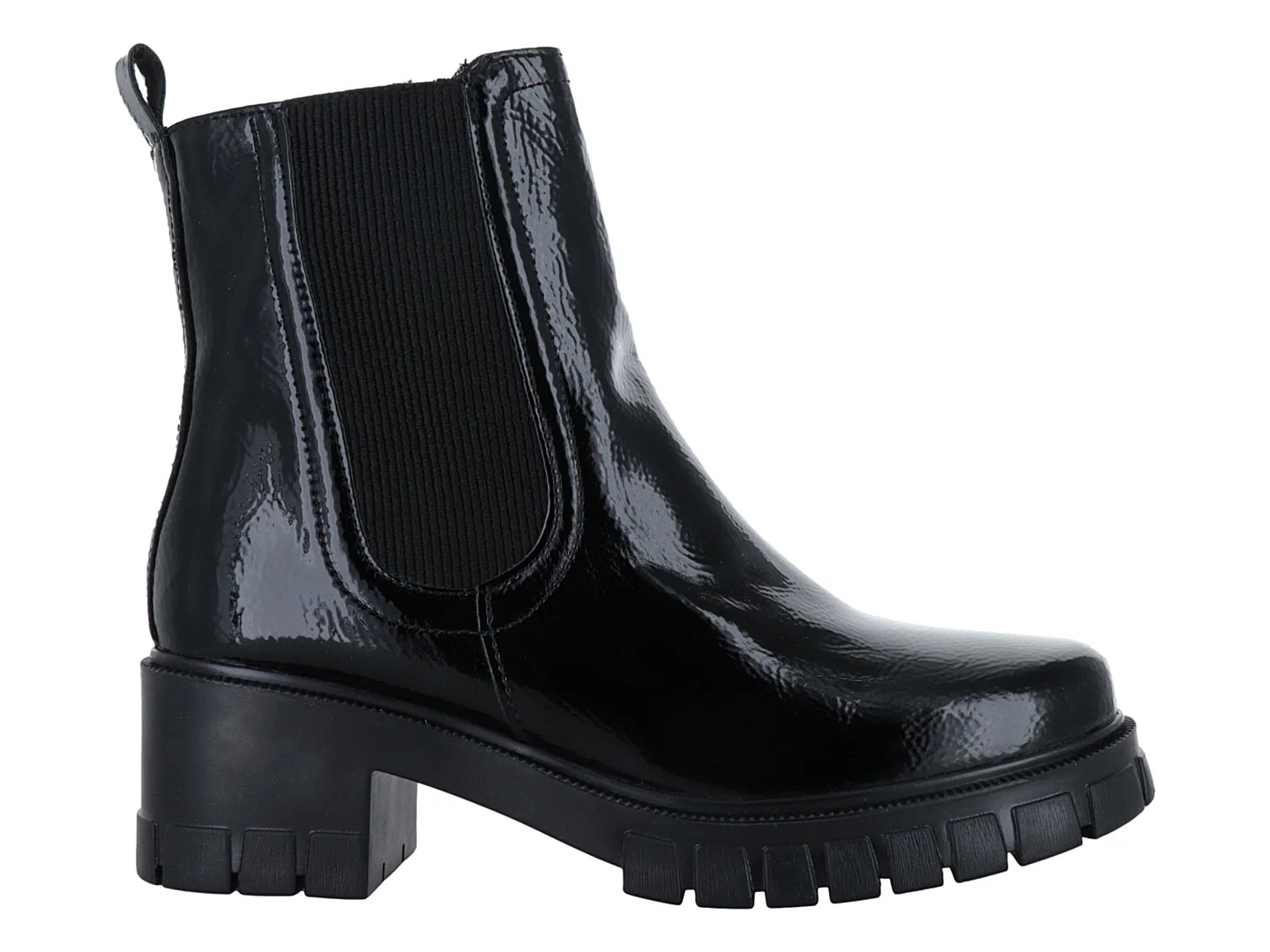 Botines Luna Rosa de Charol Negro para Mujer