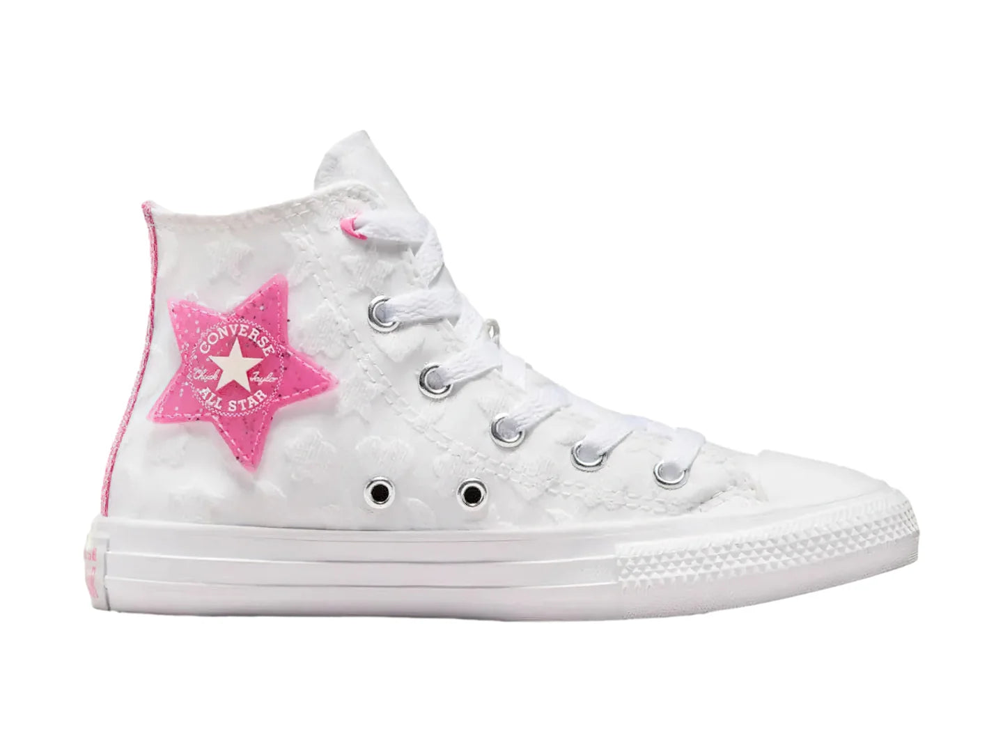 Tenis Converse Chuck Taylor All Star Sparkle Blanco y Rosa para Niña