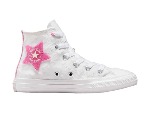 Tenis Converse Chuck Taylor All Star Sparkle Blanco y Rosa para Niña