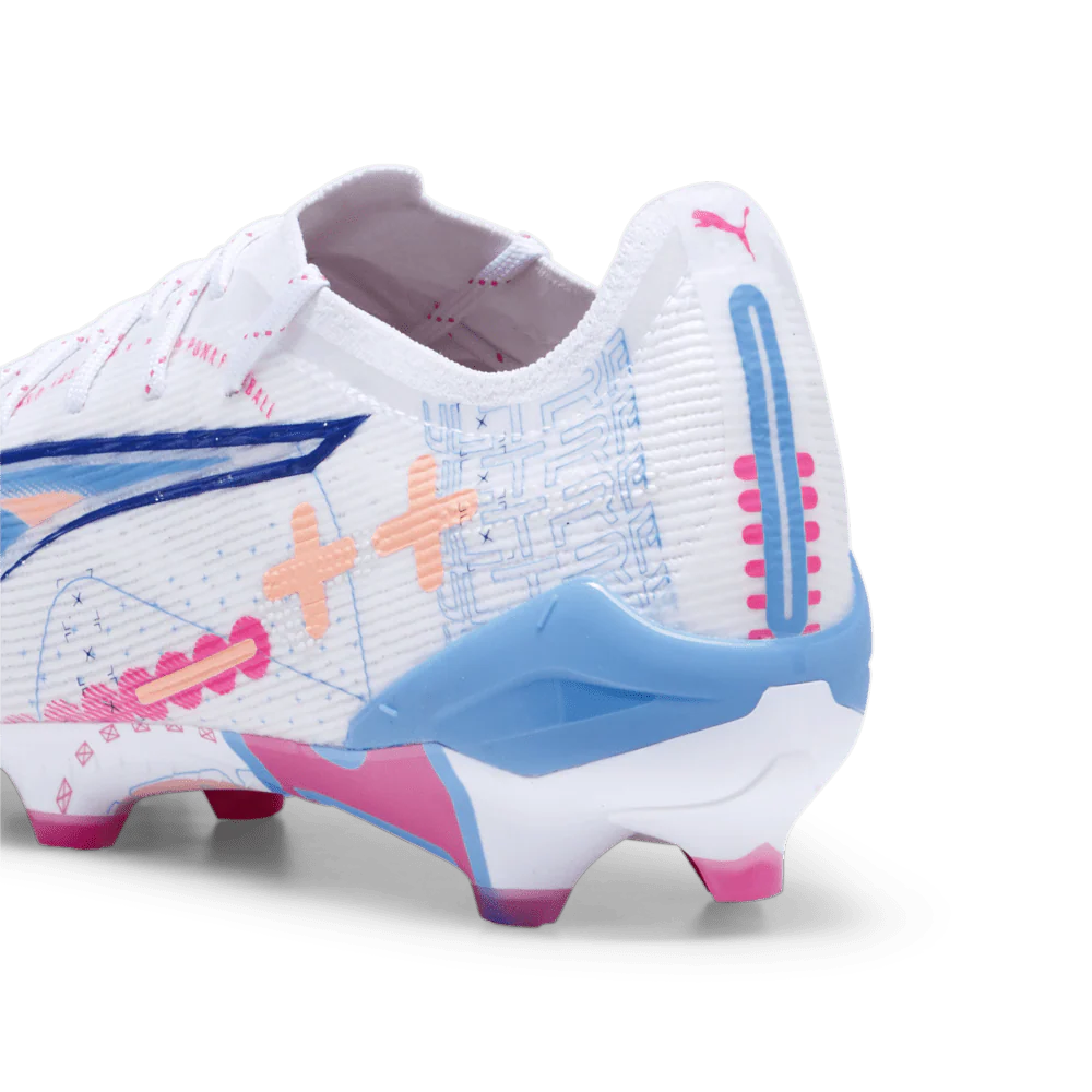 PUMA Ultra 5 Ultimate Vol UP FG Firm Ground Soccer Cleats White Luminous Blue