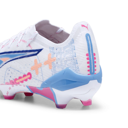 PUMA Ultra 5 Ultimate Vol UP FG Firm Ground Soccer Cleats White Luminous Blue