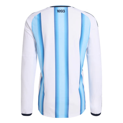 adidas Argentina Home Authentic Long Sleeve Mens Soccer Jersey 26 White Blue