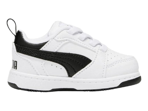 Tenis PUMA Rebound V6 Lo AC Blanco y Negro para Niño