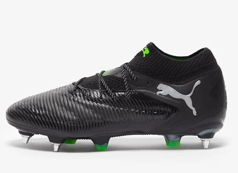 PUMA Future 8 Ultimate Mxsg Soft Ground Soccer Cleats Black Cool Light Grey Fluo Green