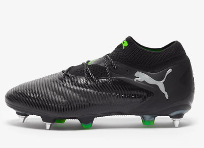PUMA Future 8 Ultimate Mxsg Soft Ground Soccer Cleats Black Cool Light Grey Fluo Green