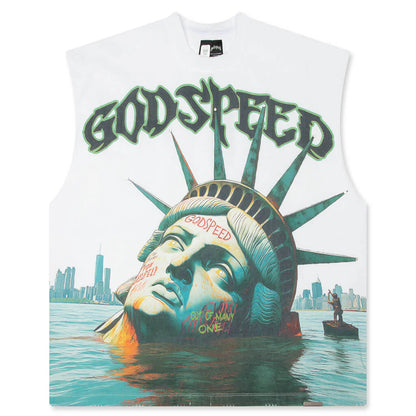 Sunken Liberty Sleeveless T Shirt White