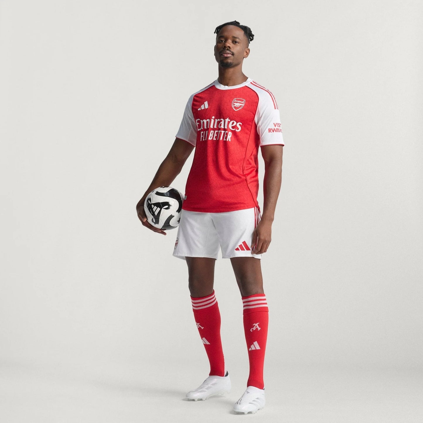 adidas Mens Arsenal Home Authentic Jersey 25 26 Scarlet White