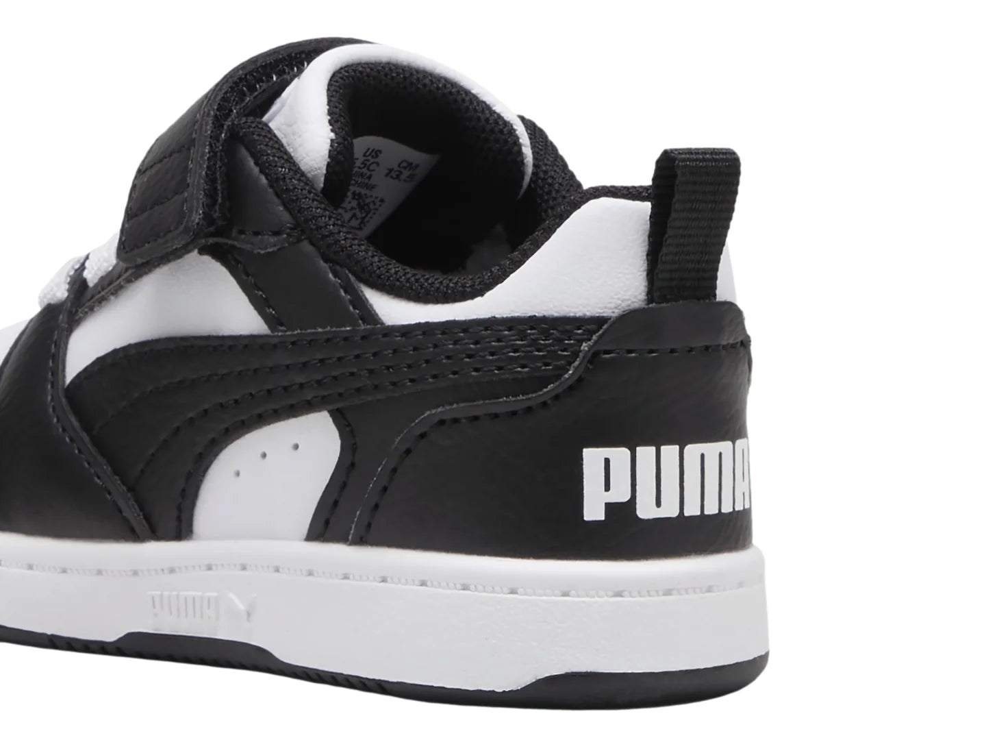 Tenis PUMA Rebound V6 Lo Blanco y Negro para Niño