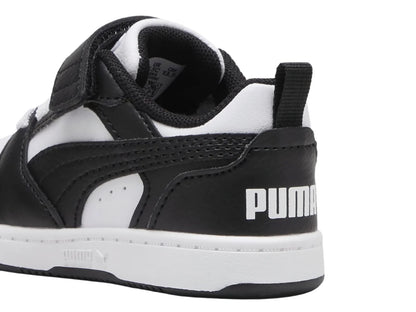 Tenis PUMA Rebound V6 Lo Blanco y Negro para Niño