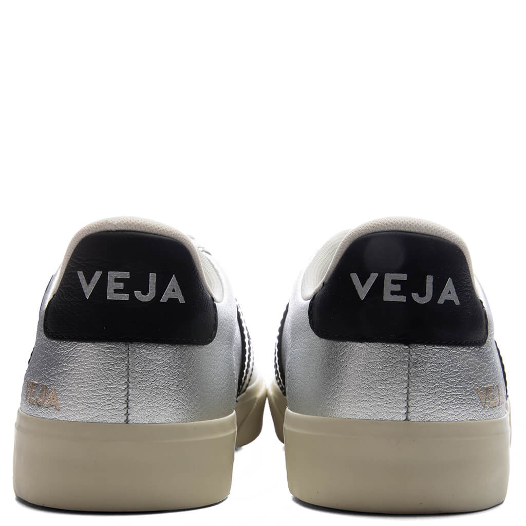 Womens Campo Leather Silver Black