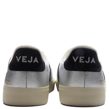 Womens Campo Leather Silver Black