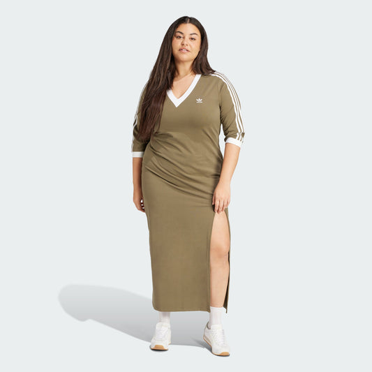 Women's Adicolor Classics 3 Stripes V Neck Maxi Dress (Plus Size)