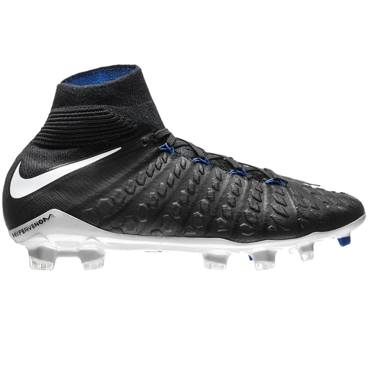 Nike Kids Jr Hypervenom Phantom III Dynamic Fit FG Firm Ground Soccer Cleats Black White Royal