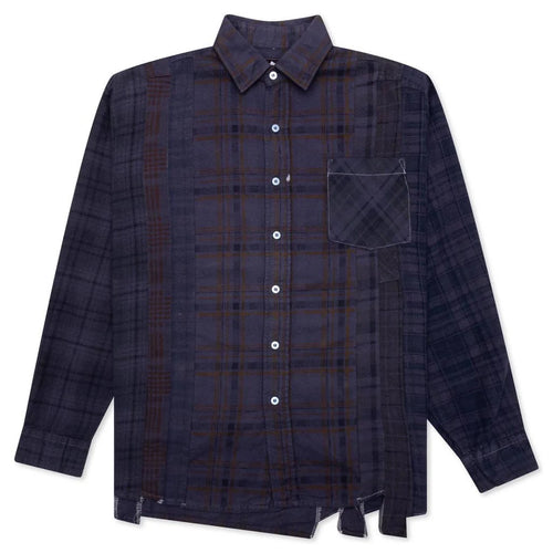 Flannel Shirt 7 Cuts Shirt Over Dye Purple