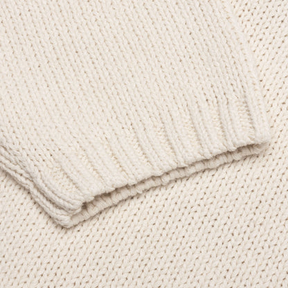 Roll V Neck Logo Sweater Natural
